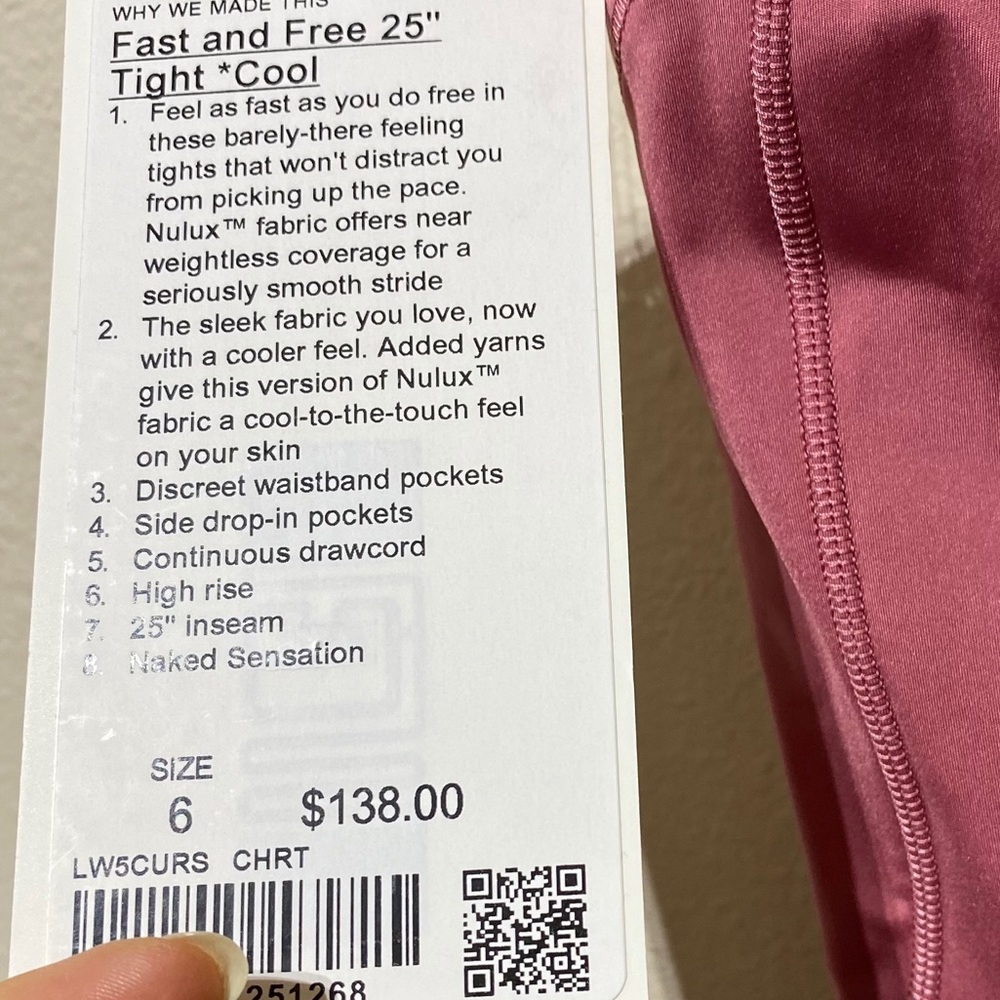NWT Lululemon Fast and Free High Rise Tight 25" - Picture 5 of 5